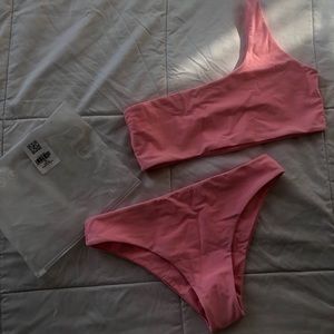 NWT One shoulder pink ZAFUL two piece bikini